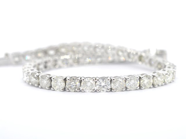 Witgouden tennisarmband met natuurlijke briljant geslepen diamanten - afbeelding 3 van  7
