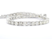 Witgouden tennisarmband met natuurlijke briljant geslepen diamanten - afbeelding 3 van  7
