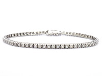 Witgouden tennisarmband met natuurlijke briljant geslepen diamanten - afbeelding 1 van  8