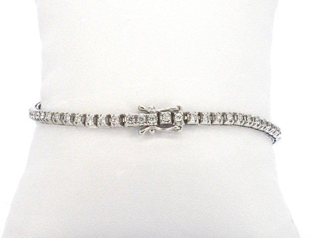Witgouden tennisarmband met natuurlijke briljant geslepen diamanten - afbeelding 3 van  8