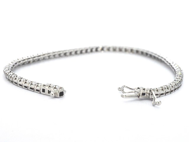 Witgouden tennisarmband met natuurlijke briljant geslepen diamanten - afbeelding 5 van  8