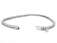 Witgouden tennisarmband met natuurlijke briljant geslepen diamanten - afbeelding 5 van  8