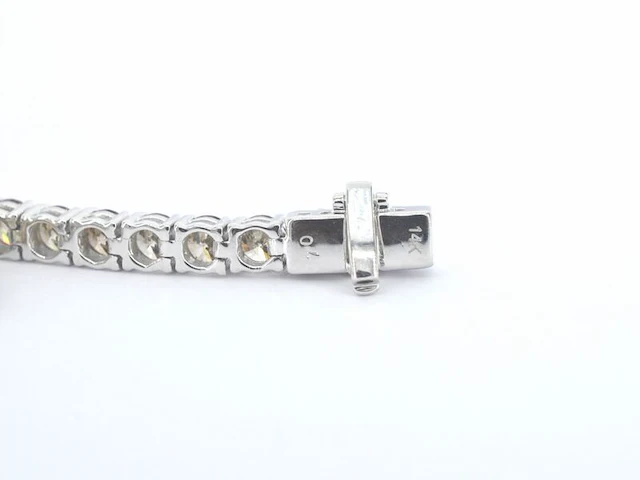 Witgouden tennisarmband met natuurlijke diamanten - afbeelding 5 van  7
