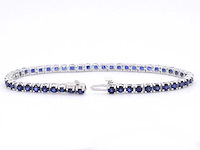 Witgouden tennisarmband met saffieren - afbeelding 2 van  3