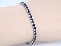 Witgouden tennisarmband met saffieren - afbeelding 3 van  10