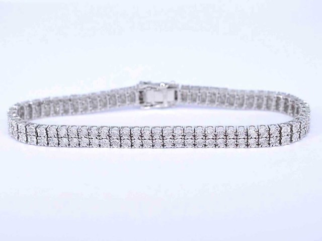 Witgouden tennisarmband met twee rijen diamanten 1.50 carat - afbeelding 1 van  7