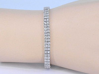 Witgouden tennisarmband met twee rijen diamanten 1.50 carat - afbeelding 2 van  7