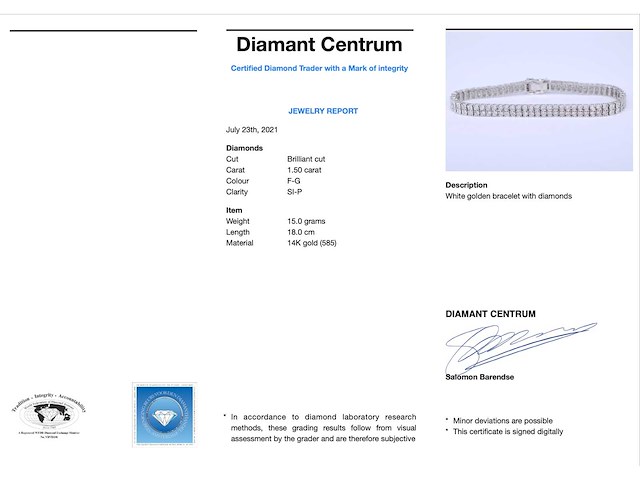 Witgouden tennisarmband met twee rijen diamanten 1.50 carat - afbeelding 3 van  7