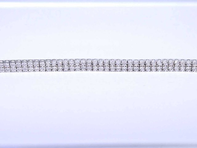 Witgouden tennisarmband met twee rijen diamanten 1.50 carat - afbeelding 6 van  7