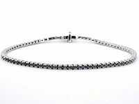 Witgouden tennisarmband zwarte diamant