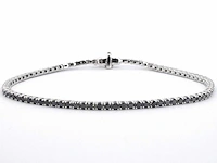 Witgouden tennisarmband zwarte diamant - afbeelding 5 van  9
