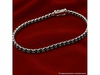 Witgouden tennisarmband zwarte diamant - afbeelding 8 van  9