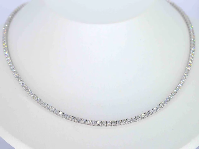 Witgouden tenniscollier 10.00 ct diamant - afbeelding 9 van  9