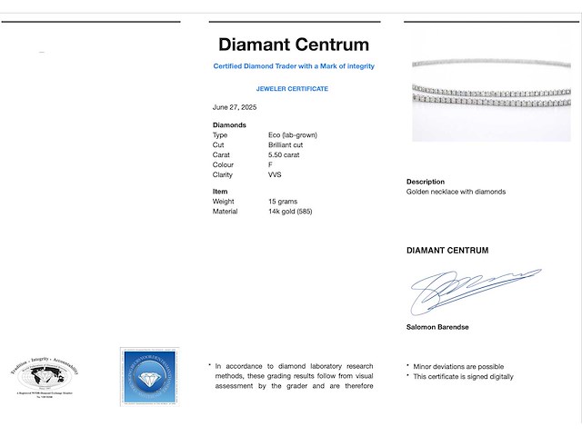 Witgouden tenniscollier 5.50 carat briljant diamanten - afbeelding 3 van  9
