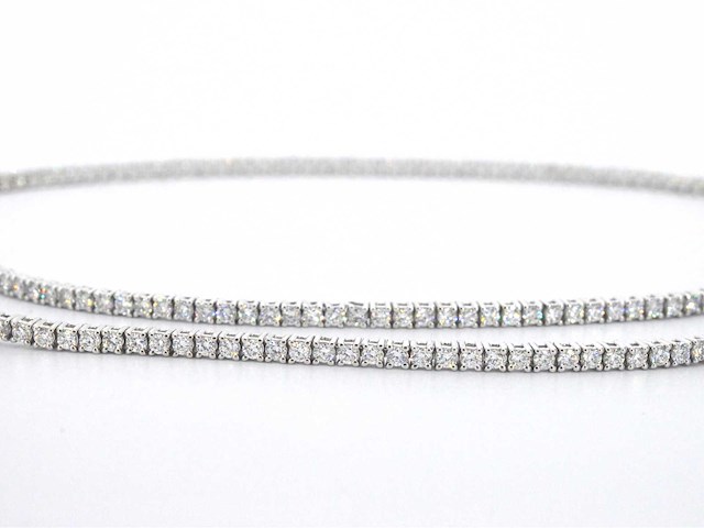 Witgouden tenniscollier 5.50 carat briljant diamanten - afbeelding 6 van  9