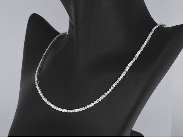 Witgouden tenniscollier met briljant geslepen diamanten 10.00 carat - afbeelding 2 van  7
