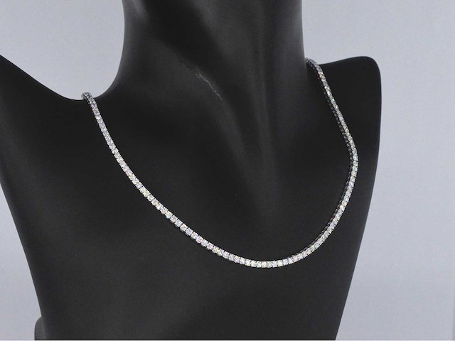 Witgouden tenniscollier met briljant geslepen diamanten 10.00 carat - afbeelding 4 van  7