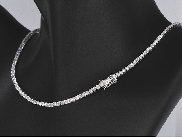 Witgouden tenniscollier met briljant geslepen diamanten 10.00 carat - afbeelding 5 van  7