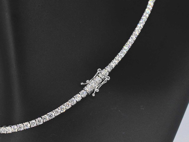 Witgouden tenniscollier met briljant geslepen diamanten 10.00 carat - afbeelding 6 van  7