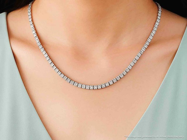 Witgouden tenniscollier met briljant geslepen diamanten 22.00 carat - afbeelding 2 van  8