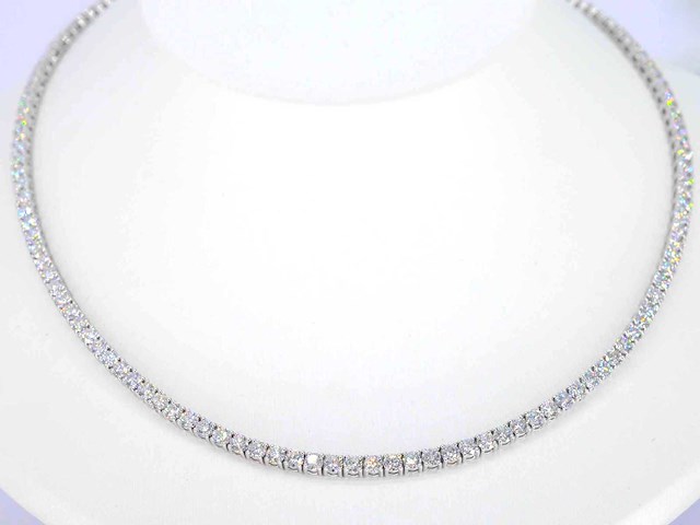 Witgouden tenniscollier met briljant geslepen diamanten van 16.00 carat - afbeelding 1 van  7