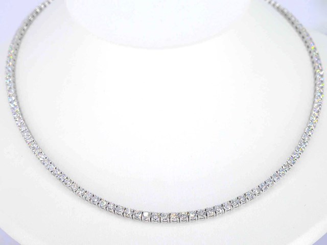 Witgouden tenniscollier met briljant geslepen diamanten van 16.00 carat - afbeelding 1 van  8