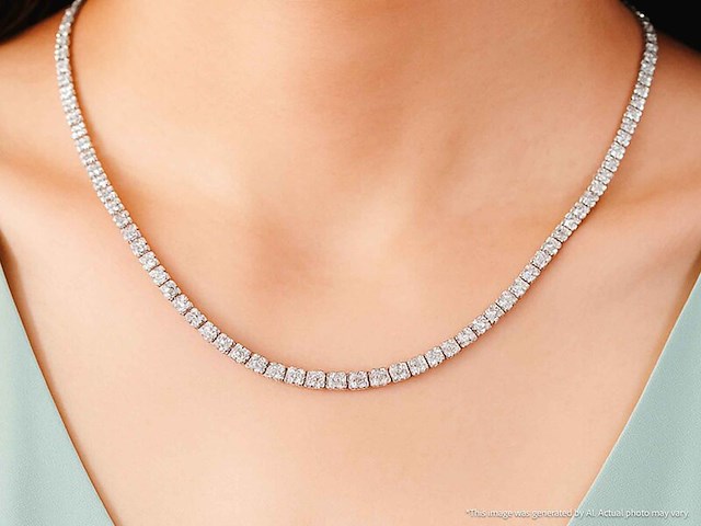 Witgouden tenniscollier met briljant geslepen diamanten van 16.00 carat - afbeelding 2 van  8