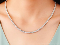 Witgouden tenniscollier met briljant geslepen diamanten van 16.00 carat - afbeelding 2 van  8
