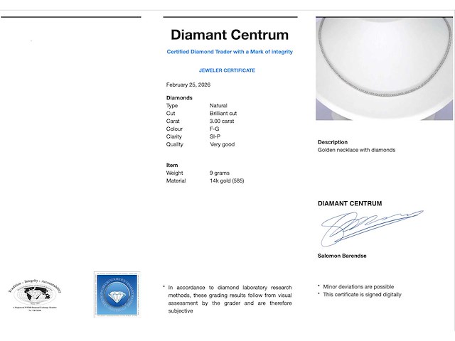 Witgouden tenniscollier met diamanten 3.00 carat - afbeelding 3 van  9
