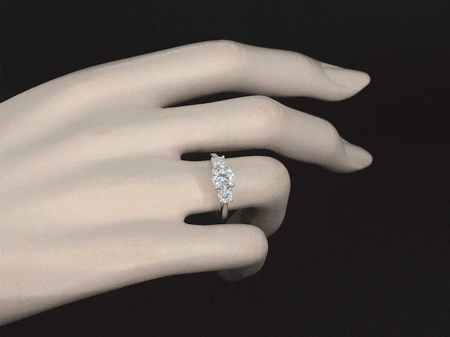 Witgouden trinity ring briljant 1.50 ct - afbeelding 2 van  8
