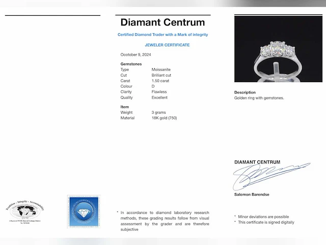 Witgouden trinity ring briljant 1.50 ct - afbeelding 8 van  8