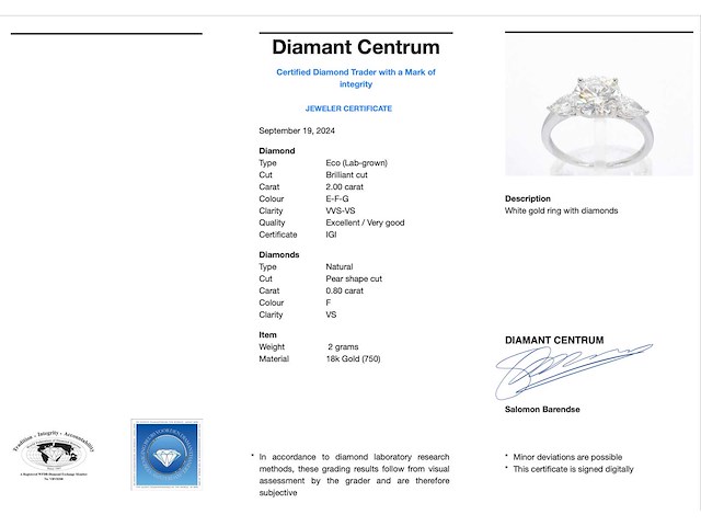 Witgouden trinity ring diamant 2.00 carat - afbeelding 3 van  9