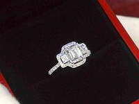 Witgouden trinity ring emerald diamant