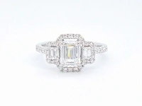 Witgouden trinity ring emerald diamant - afbeelding 5 van  10