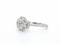 Witgouden trinity ring emerald diamant - afbeelding 1 van  9