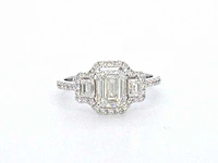 Witgouden trinity ring emerald diamant - afbeelding 2 van  9