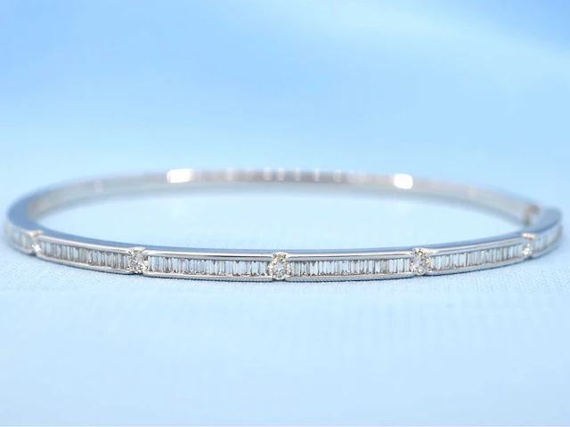 Witgouden vaste armband diamant - afbeelding 1 van  6