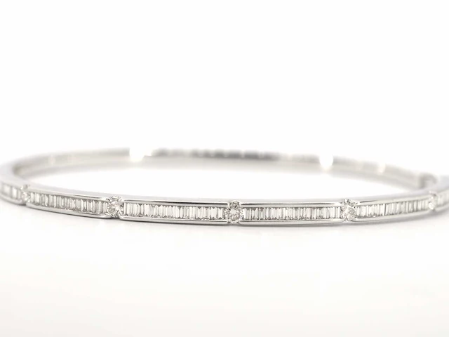 Witgouden vaste armband diamant - afbeelding 4 van  6