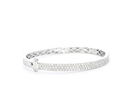 Witgouden vaste armband met briljant geslepen diamant - afbeelding 4 van  9