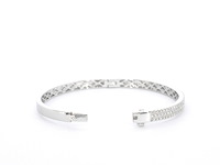 Witgouden vaste armband met briljant geslepen diamant - afbeelding 6 van  9