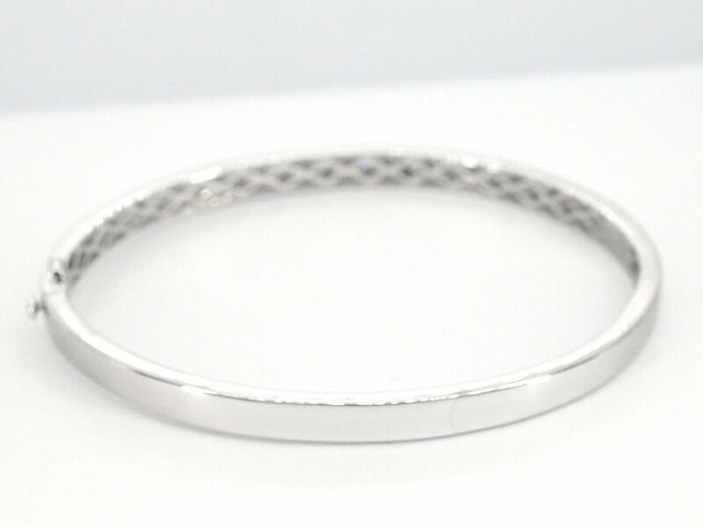 Witgouden vaste armband met briljant geslepen diamant - afbeelding 4 van  6