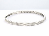 Witgouden vaste armband met briljant geslepen diamant - afbeelding 3 van  8