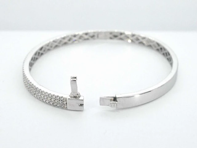 Witgouden vaste armband met briljant geslepen diamant - afbeelding 5 van  8