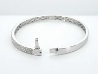 Witgouden vaste armband met briljant geslepen diamant - afbeelding 5 van  8