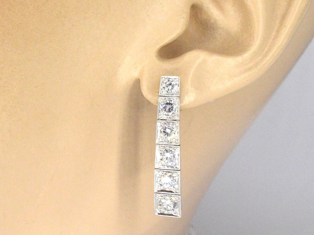 Witgouden vintage oorhangers met natuurlijke diamanten van 2.00 carat totaal - afbeelding 6 van  13