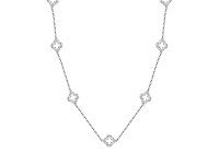 Witte collier met open klavertjes rhodium verguld - afbeelding 1 van  6