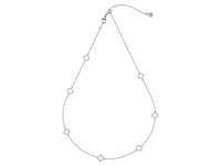 Witte collier met open klavertjes rhodium verguld - afbeelding 2 van  6