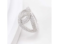 Witte design ring volledig gezet met witte briljanten - afbeelding 4 van  9