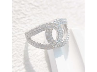 Witte design ring volledig gezet met witte briljanten - afbeelding 5 van  9