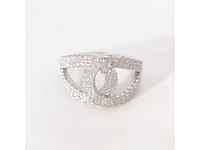 Witte design ring volledig gezet met witte briljanten - afbeelding 6 van  9